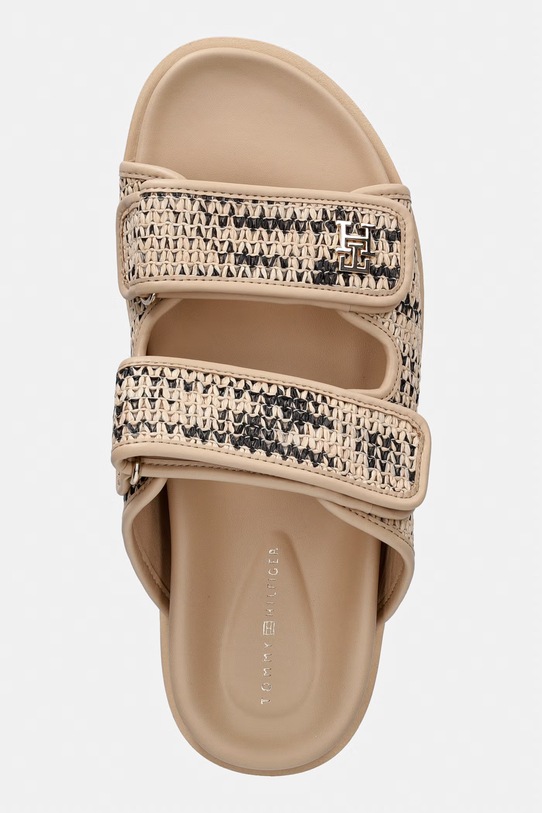 Tommy Hilfiger pantofle dámské DOUBLE STRAP RAFFIA SANDAL béžová FW0FW09122
