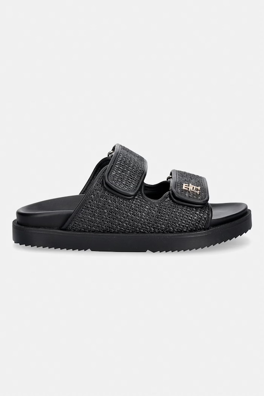 Tommy Hilfiger šľapky dámske DOUBLE STRAP RAFFIA SANDAL FW0FW09122 čierna SS26