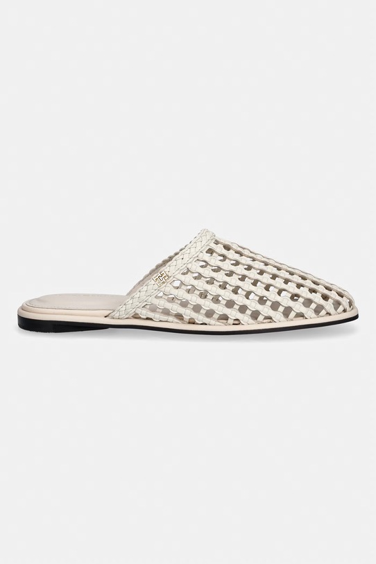 Tommy Hilfiger klapki damskie HILFIGER LEATHER MIX FLAT MULE FW0FW09280 beżowy SS26