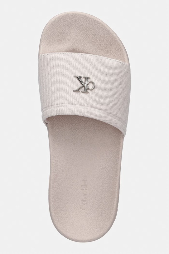 Calvin Klein klapki damskie ESS SLIDE CANVAS HDW beżowy HW0HW02960