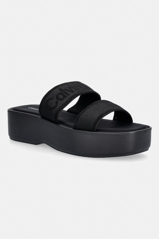 Calvin Klein чехли дамски FLATFORM SNDL WEBBING черен HW0HW02878