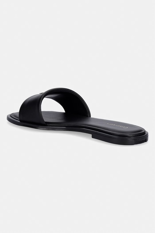 Încălțăminte Calvin Klein papuci de damă din piele ROUND FLAT SNDL LTH BAR HW 2 HW0HW02925 negru