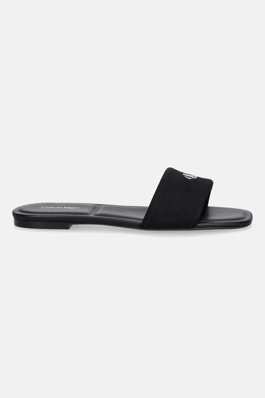 Calvin Klein šľapky dámske SQUARE FLAT SNDL CANVAS HW HW0HW03129 čierna SS26