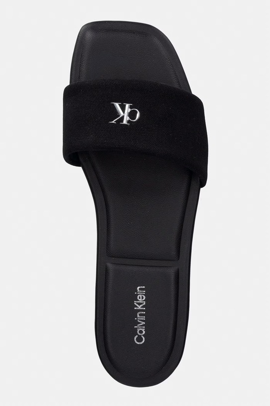 Calvin Klein šľapky dámske SQUARE FLAT SNDL CANVAS HW čierna HW0HW03129