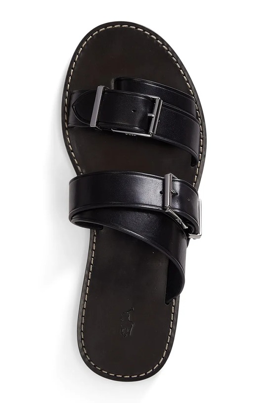 Usnjeni natikači Polo Ralph Lauren Bkle Slide črna 818P01589002.001