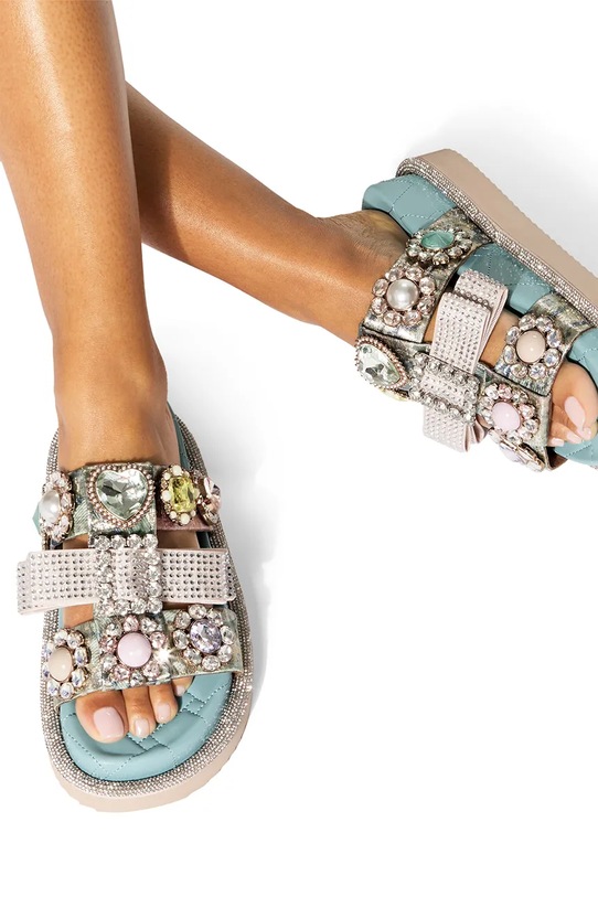 Kurt Geiger London klapki Ornate Orson 5392199609 srebrny