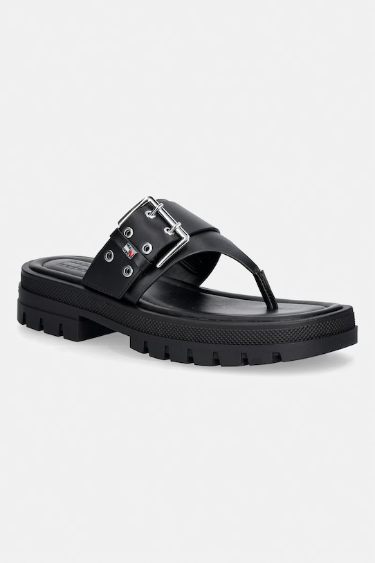Tommy Jeans șlapi pentru femei TJW BUCKLE SANDAL negru EN0EN02948