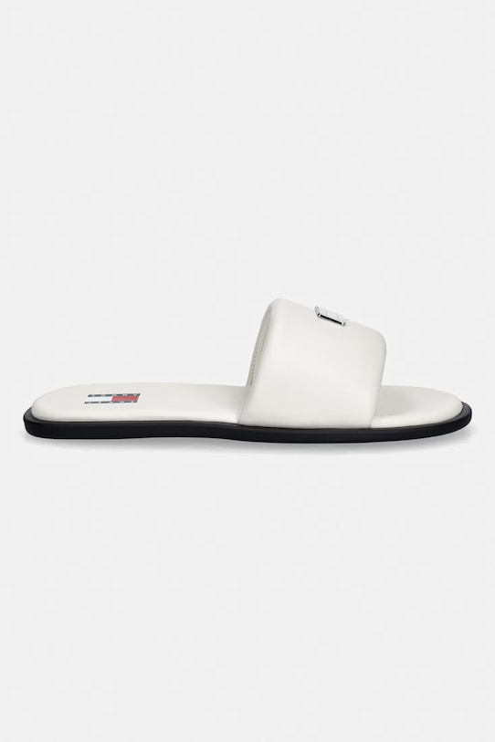 Tommy Jeans šľapky na plochom podpätku dámske kožené TJW SOFT PADDED CASUAL SLIDE EN0EN02950 béžová SS26
