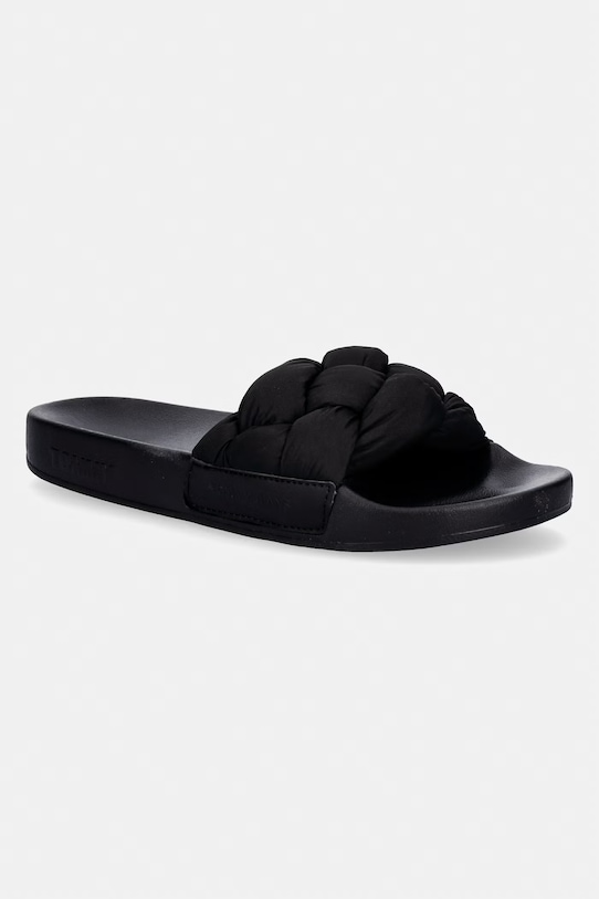 Tommy Jeans klapki damskie TJW BRAIDED SLIDES czarny EN0EN02975