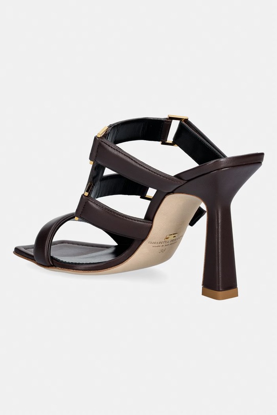Obuwie Elisabetta Franchi klapki na wysokim obcasie damskie skórzane SA44L62E2.644 brązowy