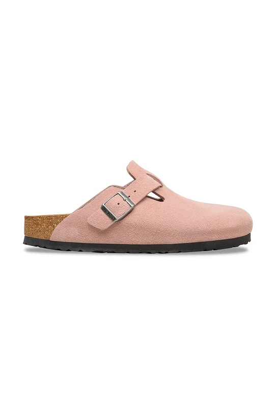 Birkenstock klapki zamszowe Boston płaski różowy 1031635