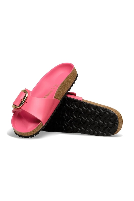 Birkenstock klapki skórzane Madrid Big Buckle różowy 1031844