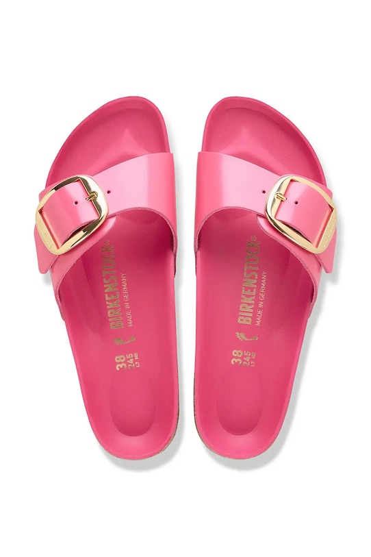 Birkenstock klapki skórzane Madrid Big Buckle 1031844 różowy