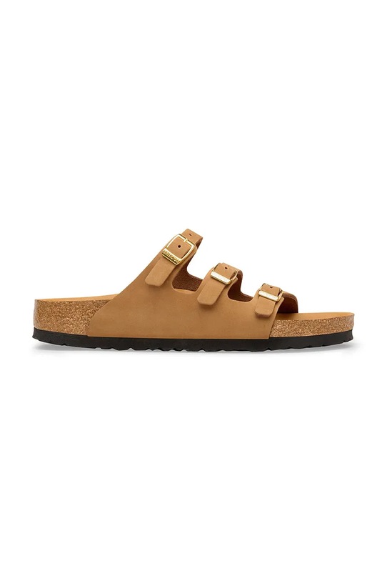 Birkenstock klapki zamszowe Florida płaski brązowy 1031867.N