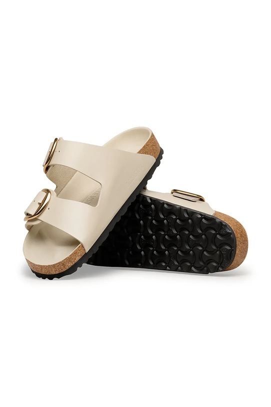 Birkenstock klapki skórzane Arizona Big Buckle beżowy 1031873