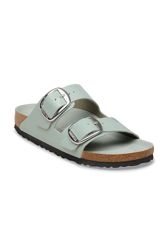 Birkenstock klapki skórzane Arizona Big Buckle 1031882.N zielony SS26