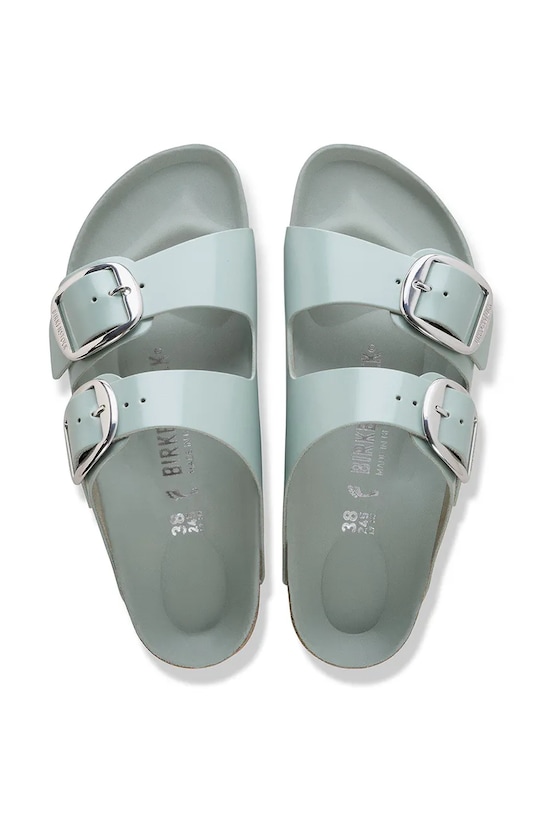 Birkenstock klapki skórzane Arizona Big Buckle 1031882.N zielony