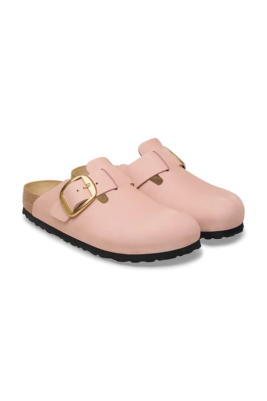 Obuwie Birkenstock klapki skórzane Boston Big Buckle 1031883.N różowy