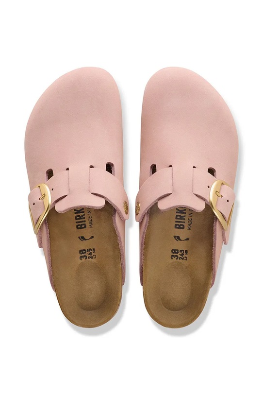 Birkenstock klapki skórzane Boston Big Buckle 1031883.N różowy