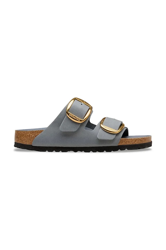 Birkenstock klapki skórzane Arizona Big Buckle płaski szary 1032027