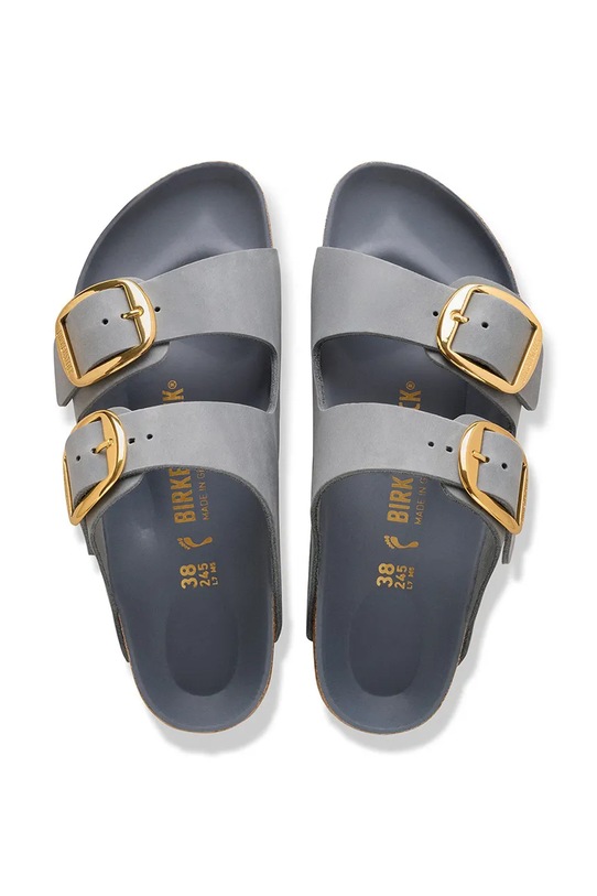 Birkenstock klapki skórzane Arizona Big Buckle 1032027 szary