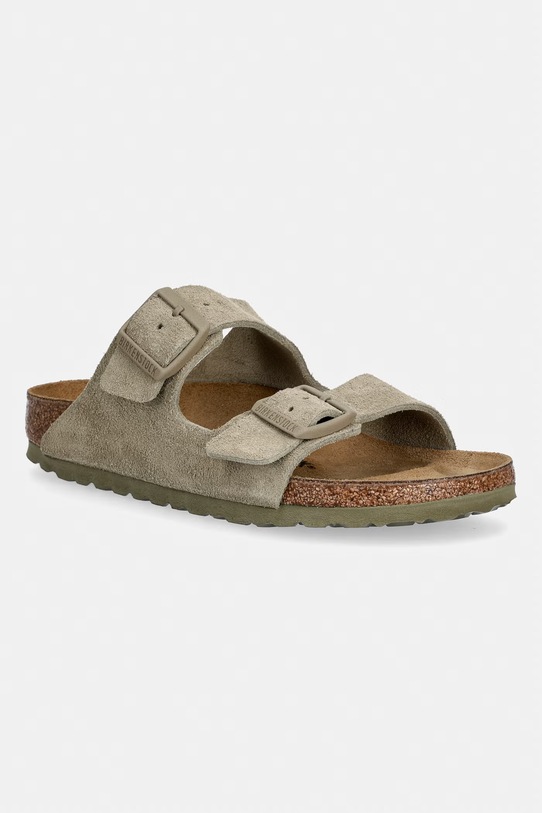 Birkenstock klapki zamszowe Arizona płaski zielony 1032061