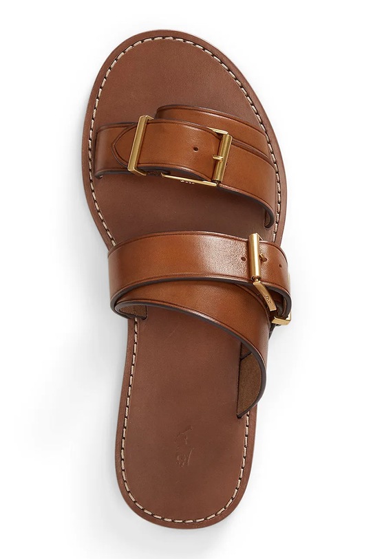 Polo Ralph Lauren klapki skórzane Bkle Slide brązowy 818P01589001.200