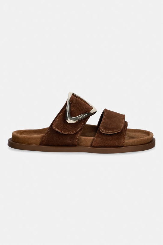 Inuikii klapki damskie nubukowe Dreamer Buckle 1004.003.0661.150 brązowy SS26