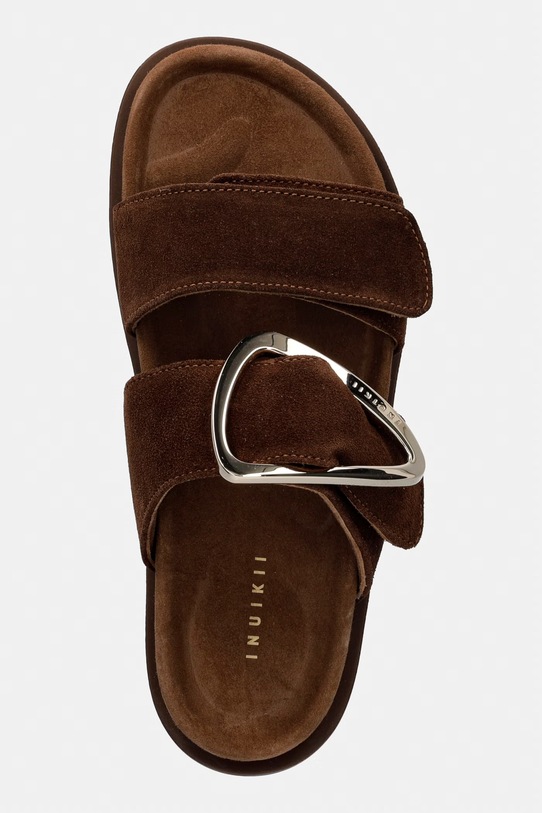 Inuikii klapki damskie nubukowe Dreamer Buckle brązowy 1004.003.0661.150