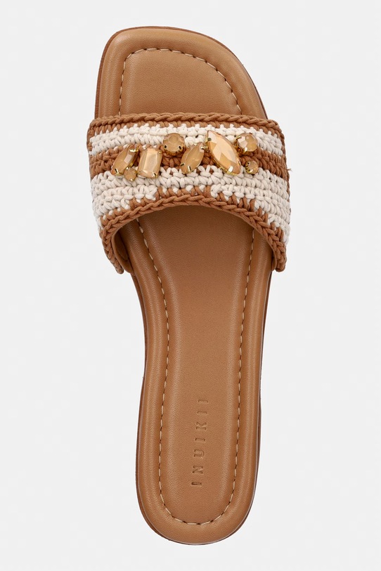 Inuikii klapki na płaskim obcasie damskie Woven Cali beżowy 1014.003.0041.164