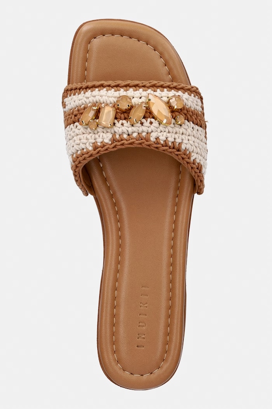 Inuikii klapki na płaskim obcasie damskie Woven Cali beżowy 1014.003.0041.164