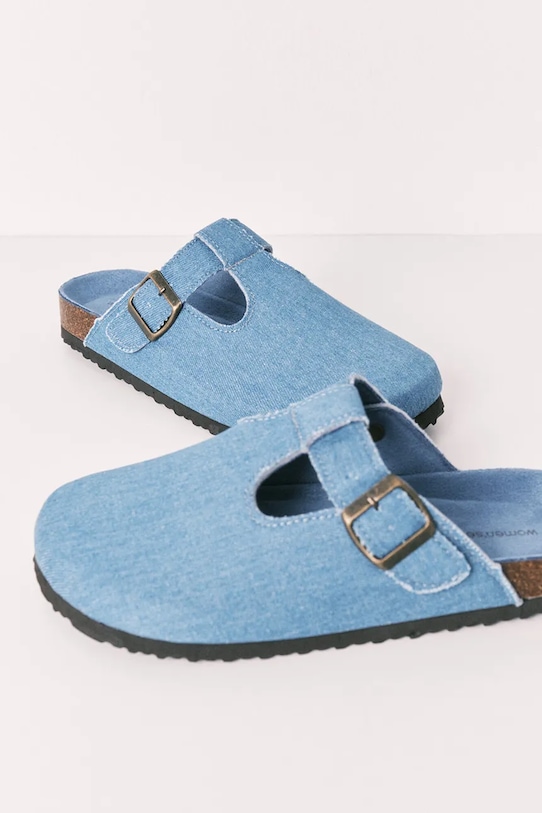 Obuwie women'secret klapki z zakrytymi palcami damskie bawełniane MMS OPEN BIO DM 3223022 niebieski