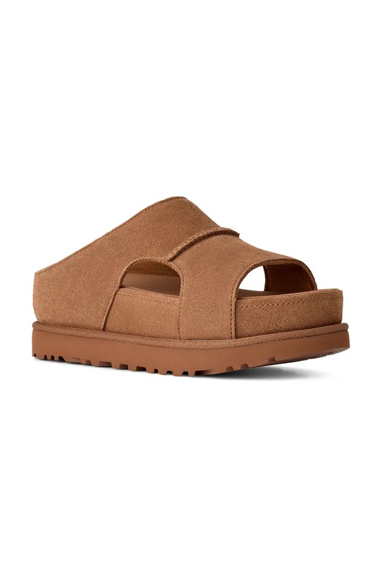 UGG klapki zamszowe W Goldenstar Hi Cutout Slide 1175132.CHE brązowy SS26