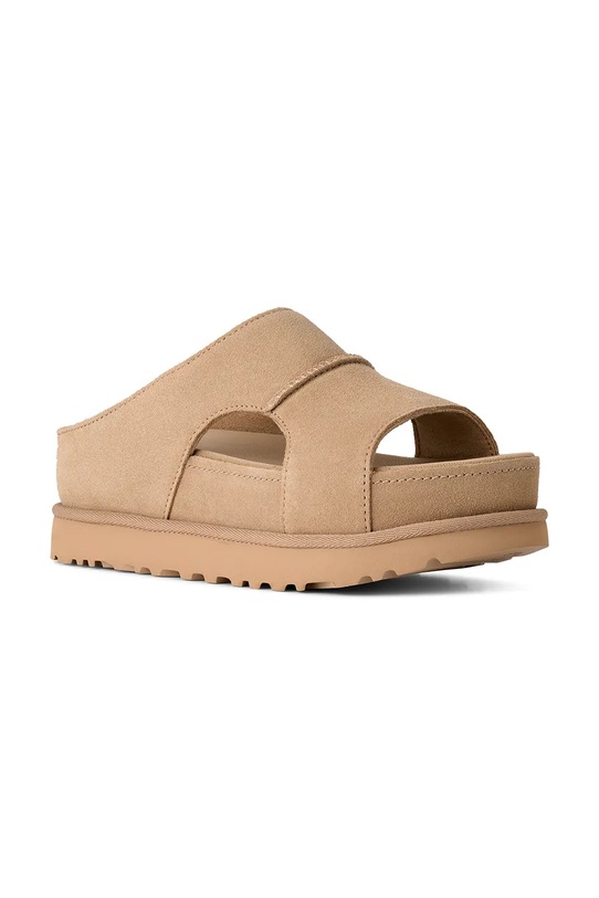 UGG klapki zamszowe W Goldenstar Hi Cutout Slide 1175132.SAN beżowy SS26