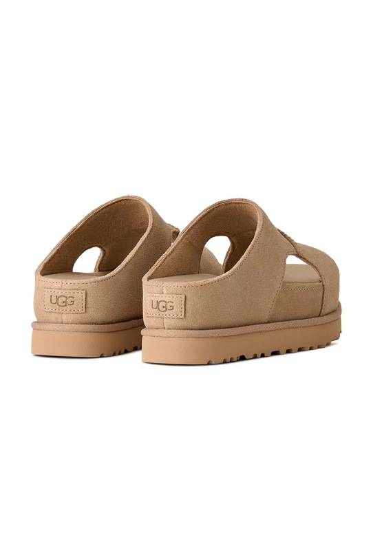 Obuwie UGG klapki zamszowe W Goldenstar Hi Cutout Slide 1175132.SAN beżowy