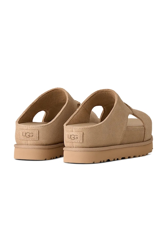 Obuwie UGG klapki zamszowe W Goldenstar Hi Cutout Slide 1175132.SAN beżowy
