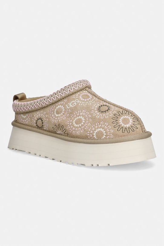 UGG kapcie zamszowe W Tazz Sun Stitch beżowy 1178193.MDSD