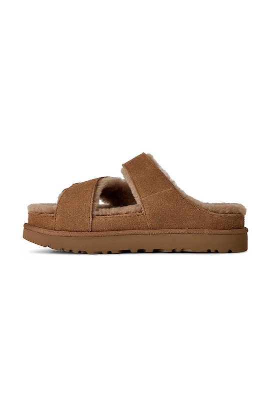 UGG klapki zamszowe W Greenport Cross Strap Slide brązowy 1178470.CHE