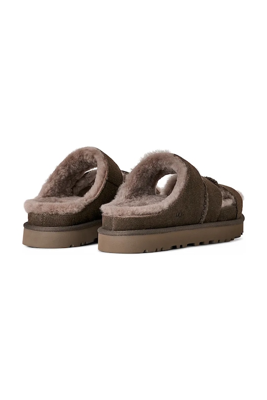 Obuwie UGG klapki zamszowe W Greenport Cross Strap Slide 1178470.DNSS brązowy