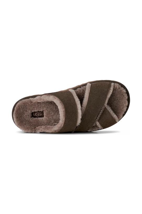 UGG klapki zamszowe W Greenport Cross Strap Slide 1178470.DNSS brązowy