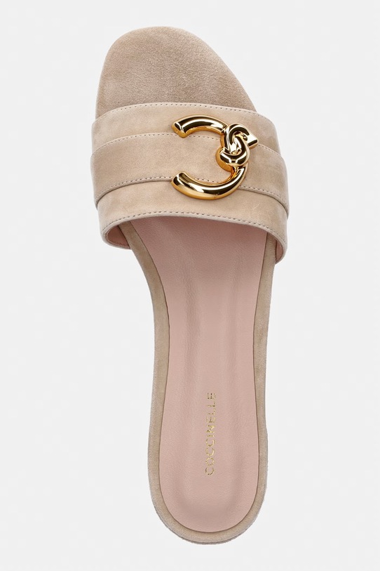 Coccinelle klapki na płaskim obcasie damskie zamszowe beżowy E4.SB2.17.01.01.N64