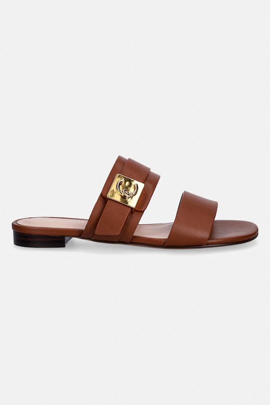 Coccinelle klapki na płaskim obcasie damskie skórzane E4.U7Q.17.01.01.W11 brązowy SS26