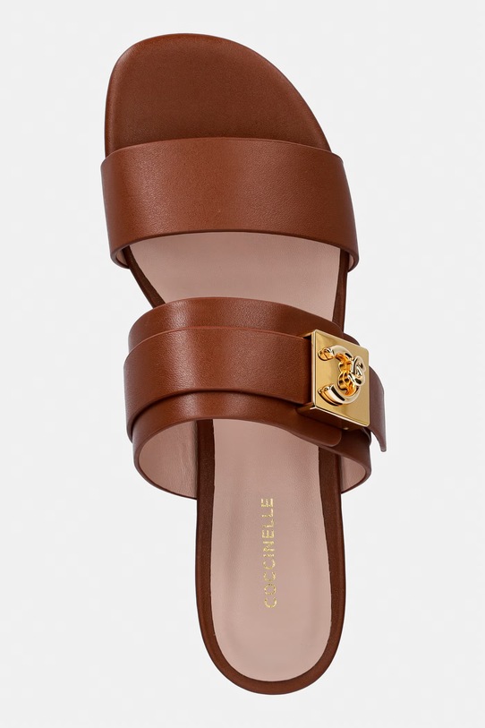 Coccinelle klapki na płaskim obcasie damskie skórzane brązowy E4.U7Q.17.01.01.W11