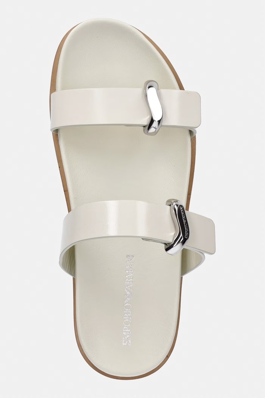 Emporio Armani klapki damskie skórzane beżowy EW004050.AF21961.U0005