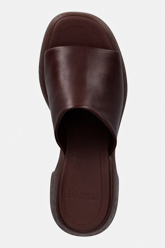 Camper šľapky na podpätku dámske kožené Thelma Sandal hnedá K201722.007