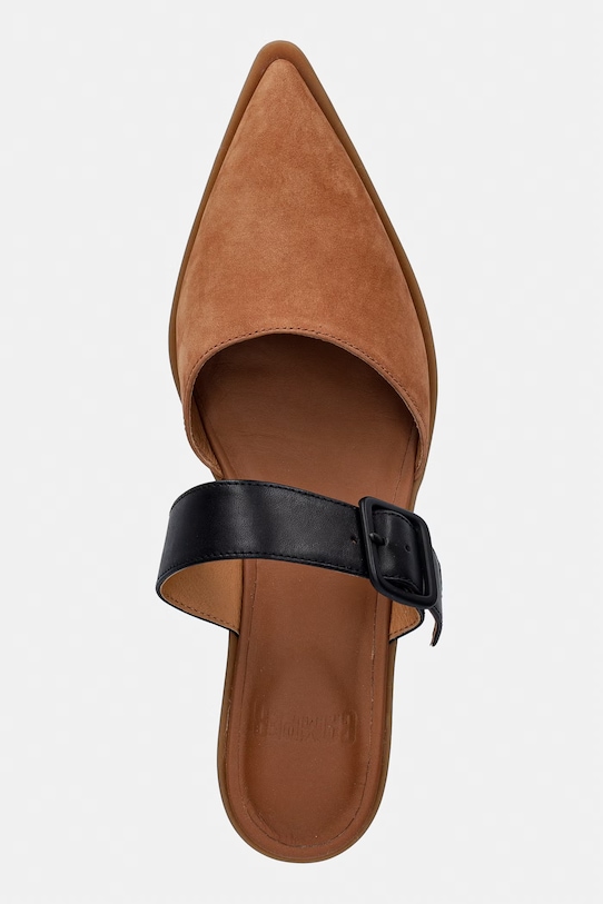 Camper šľapky na nízkom podpätku dámske nubukové Anita hnedá K201898.002