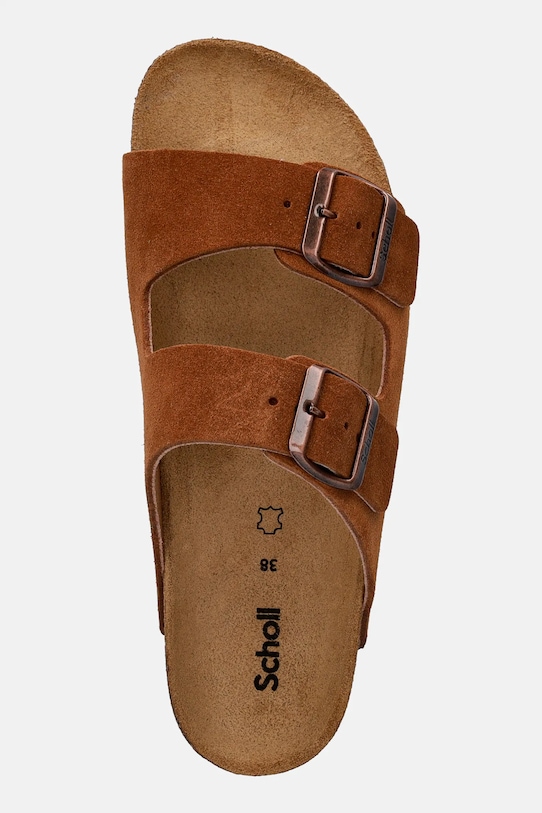 Scholl klapki zamszowe JOSEPHINE brązowy F300501011