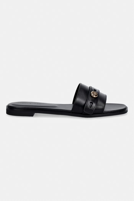 Tory Burch klapki skórzane Romy Slide 181993.006 czarny SS26