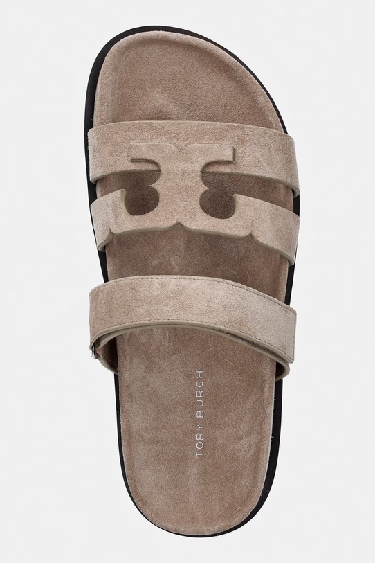 Tory Burch šľapky na plochom podpätku dámske semišové Ines Sport Slide béžová 163481.256
