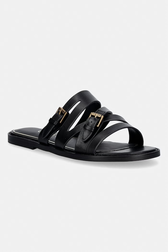 Guess klapki damskie skórzane GRAYDEN czarny FLJGRY.LEA03.BLACK
